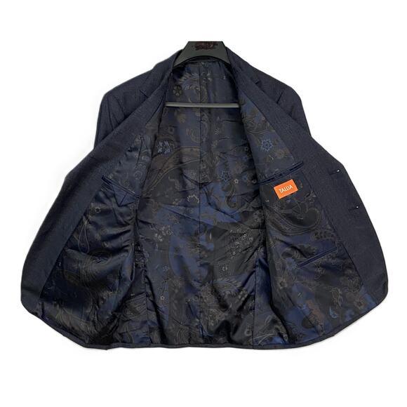 Tallia Men's 44 Short Venezia Blazer Navy/Brown Wool Blend Stretch NEW - Picture 6 of 8